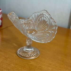 Intricate Clear Glass Pedestal Dish